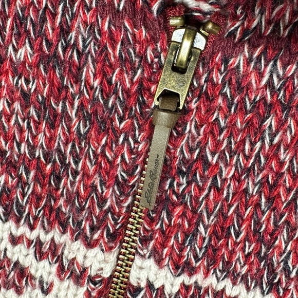 Eddie Bauer Women’s Goose Logo Heavyweight Knit Zip Jacket Cardigan Red Medium - Picture 10 of 13